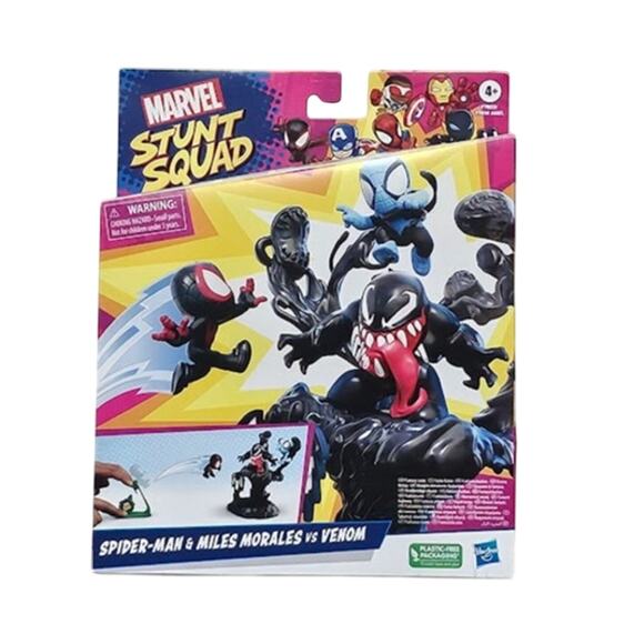 Marvel Stunt Squad Villain Knockdown PlaysetSpiderman Miles Morales vs Venom NWT - Picture 1 of 4